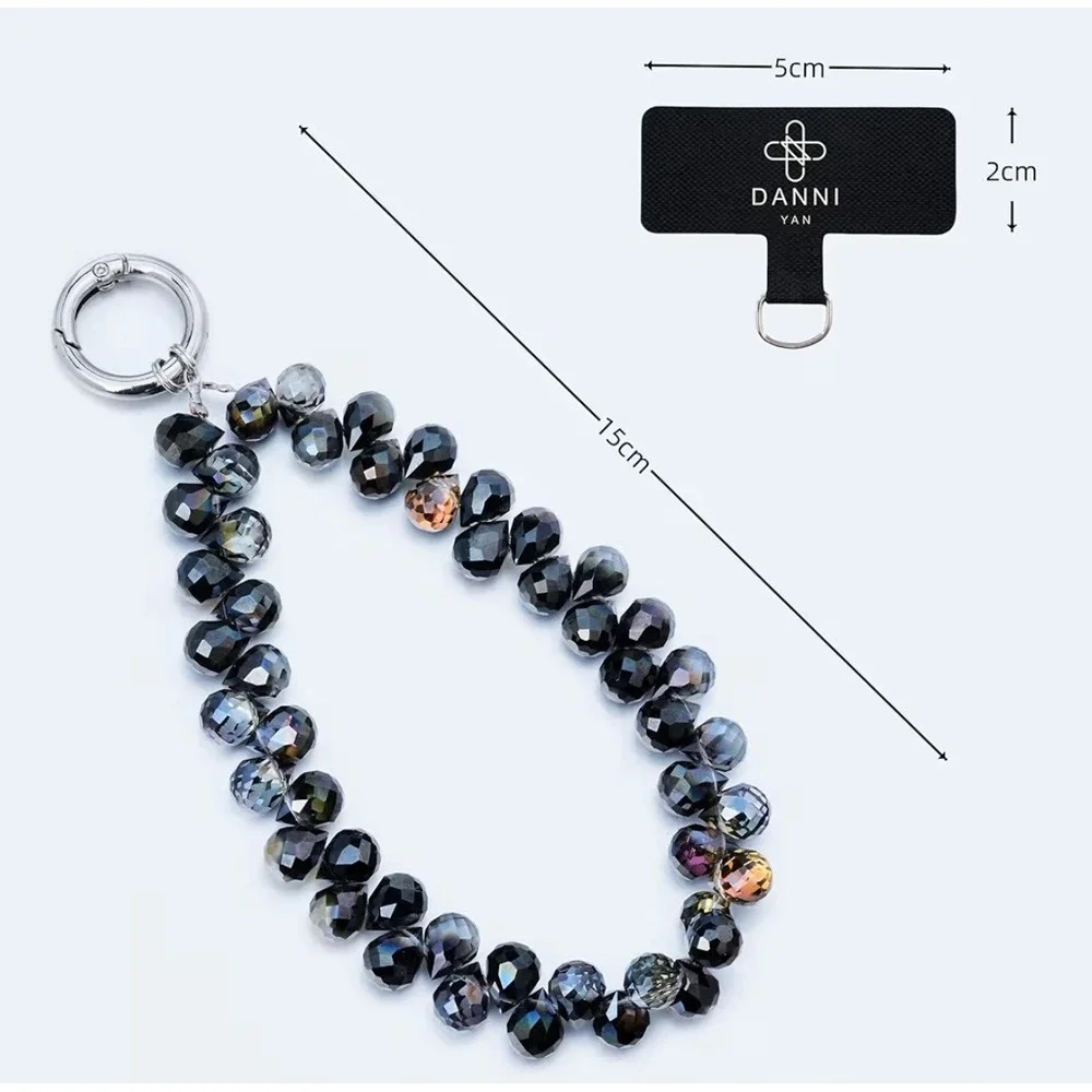 Danni Yan Midnight Beaded Phone Wrist Strap‎ Crystal Lanyard Detachable Wristlet